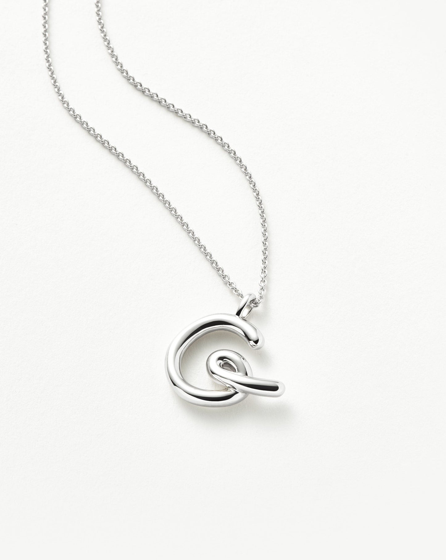 Curly Initial Pendant Necklace in Sterling Silver 2