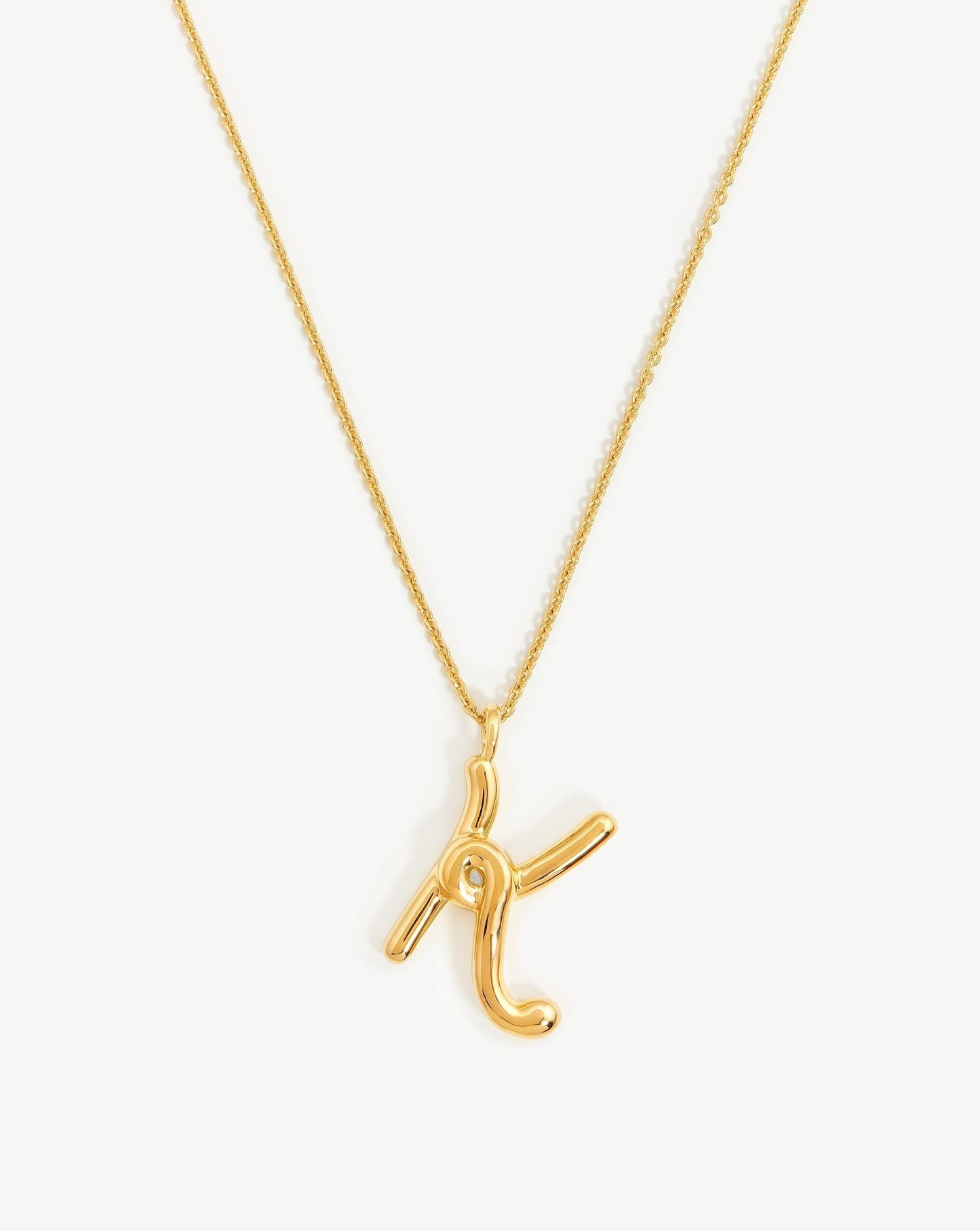 Curly Molten Initial Pendant Necklace in Gold Vermeil 2