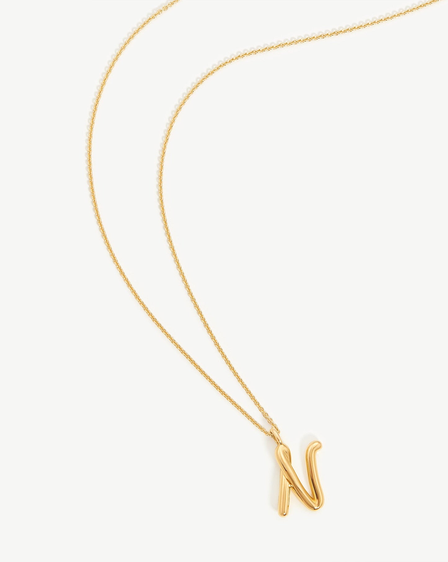 Curly Molten Initial Pendant Necklace in Gold Vermeil 6