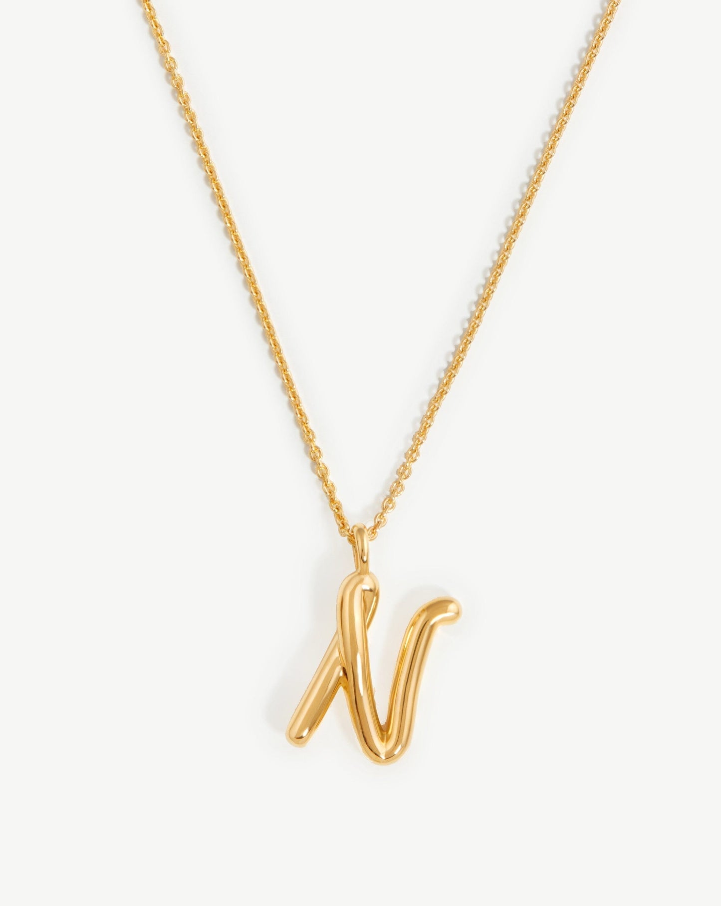 Curly Molten Initial Pendant Necklace in Gold Vermeil 6