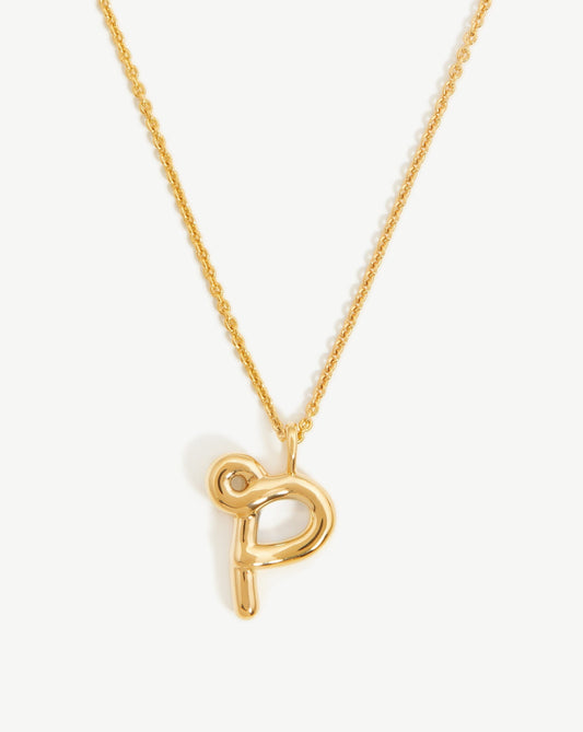 Curly Initial Pendant Necklace in 18k Gold Vermeil 5