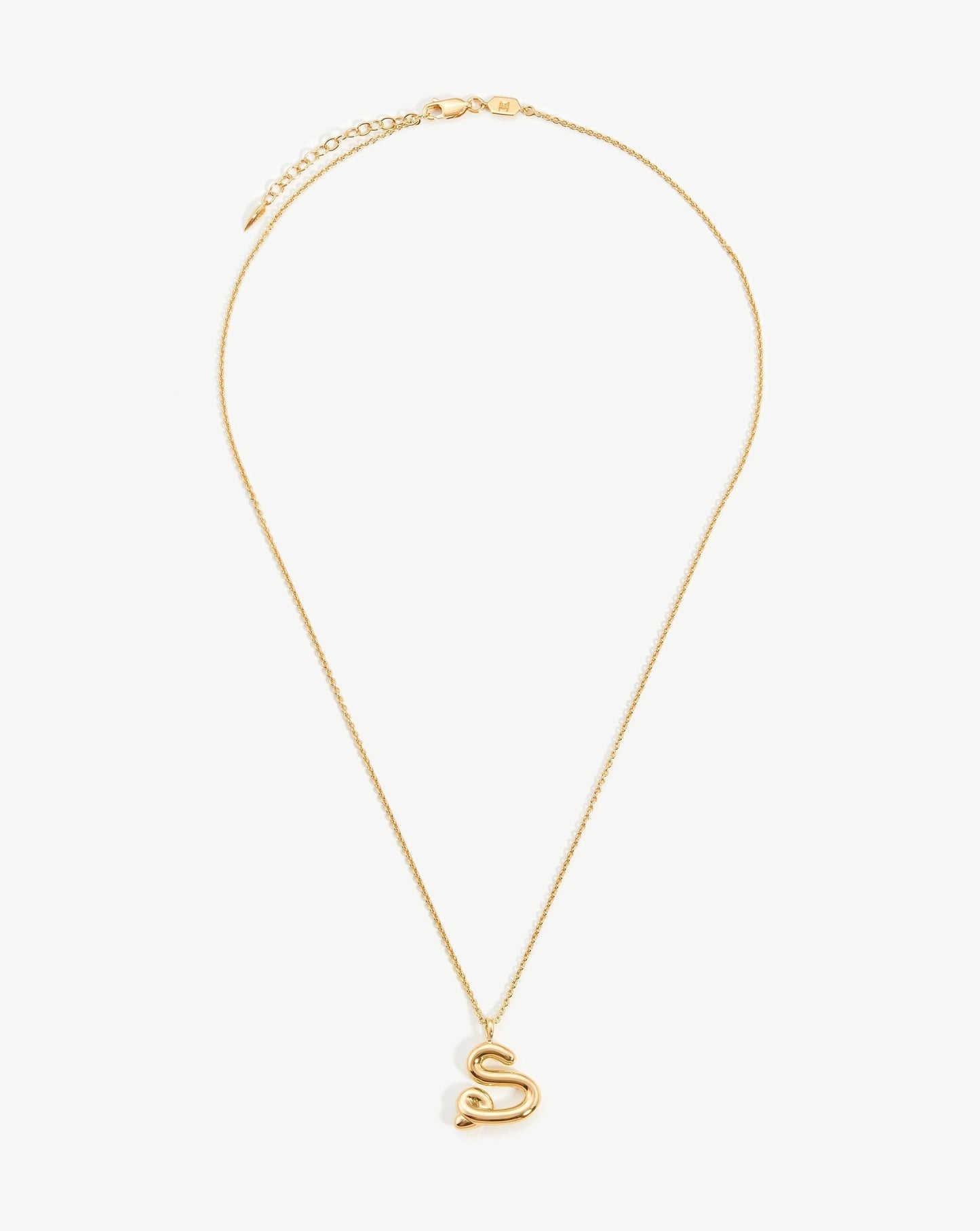 Curly Initial Pendant Necklace in 18k Gold Vermeil 3