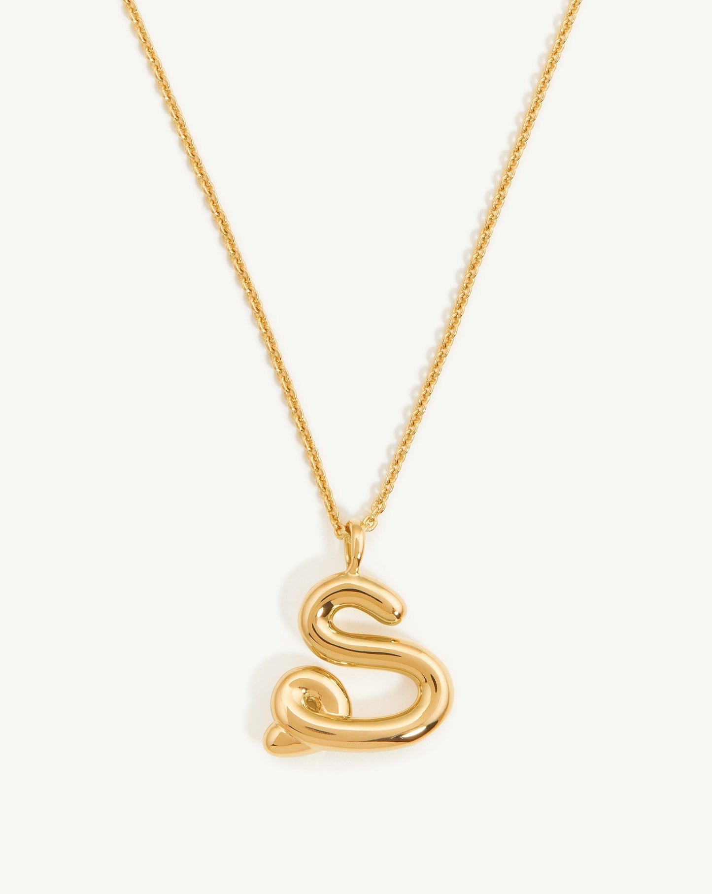 Curly Initial Pendant Necklace in 18k Gold Vermeil 3