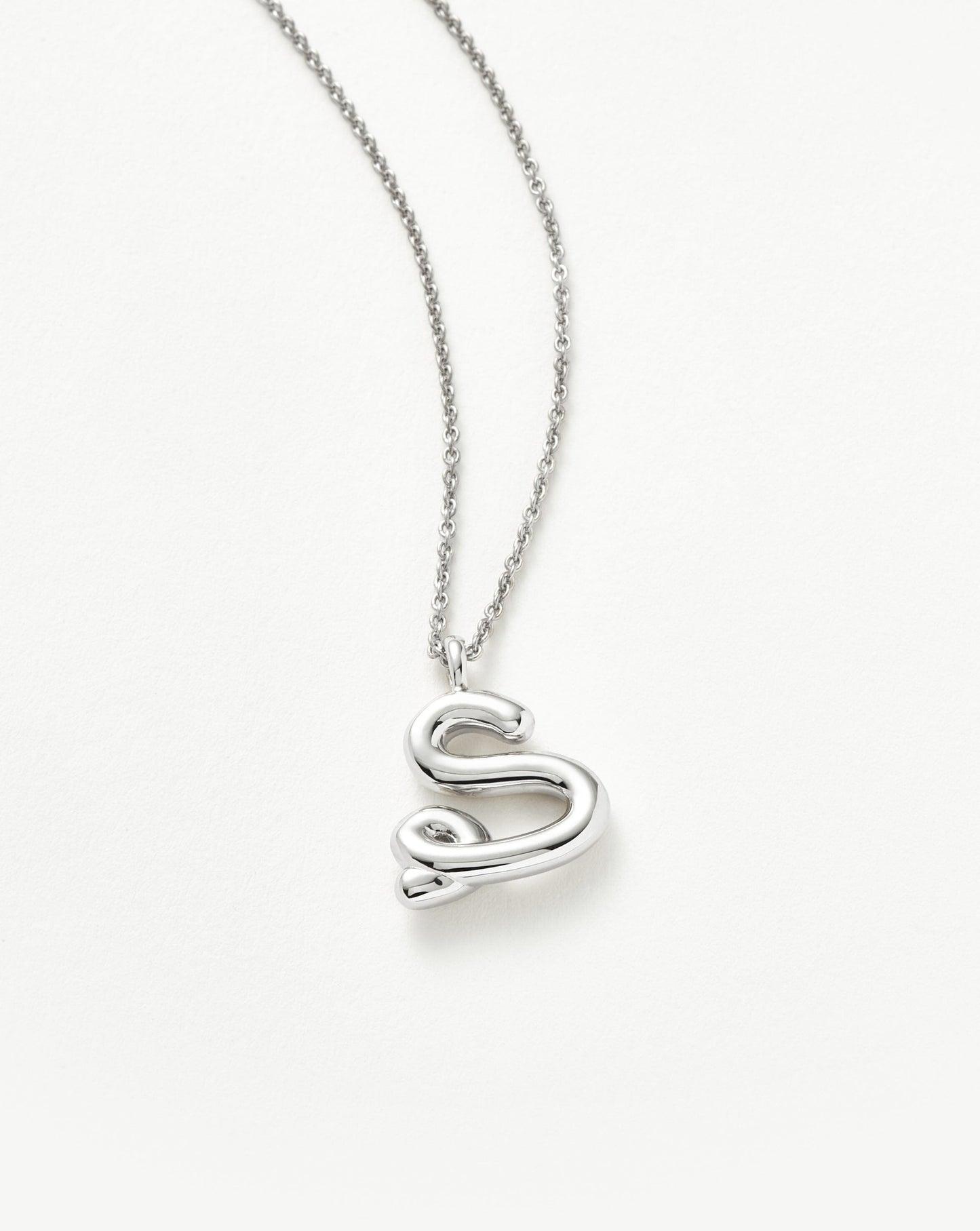 Curly Initial Pendant Necklace in Sterling Silver 3