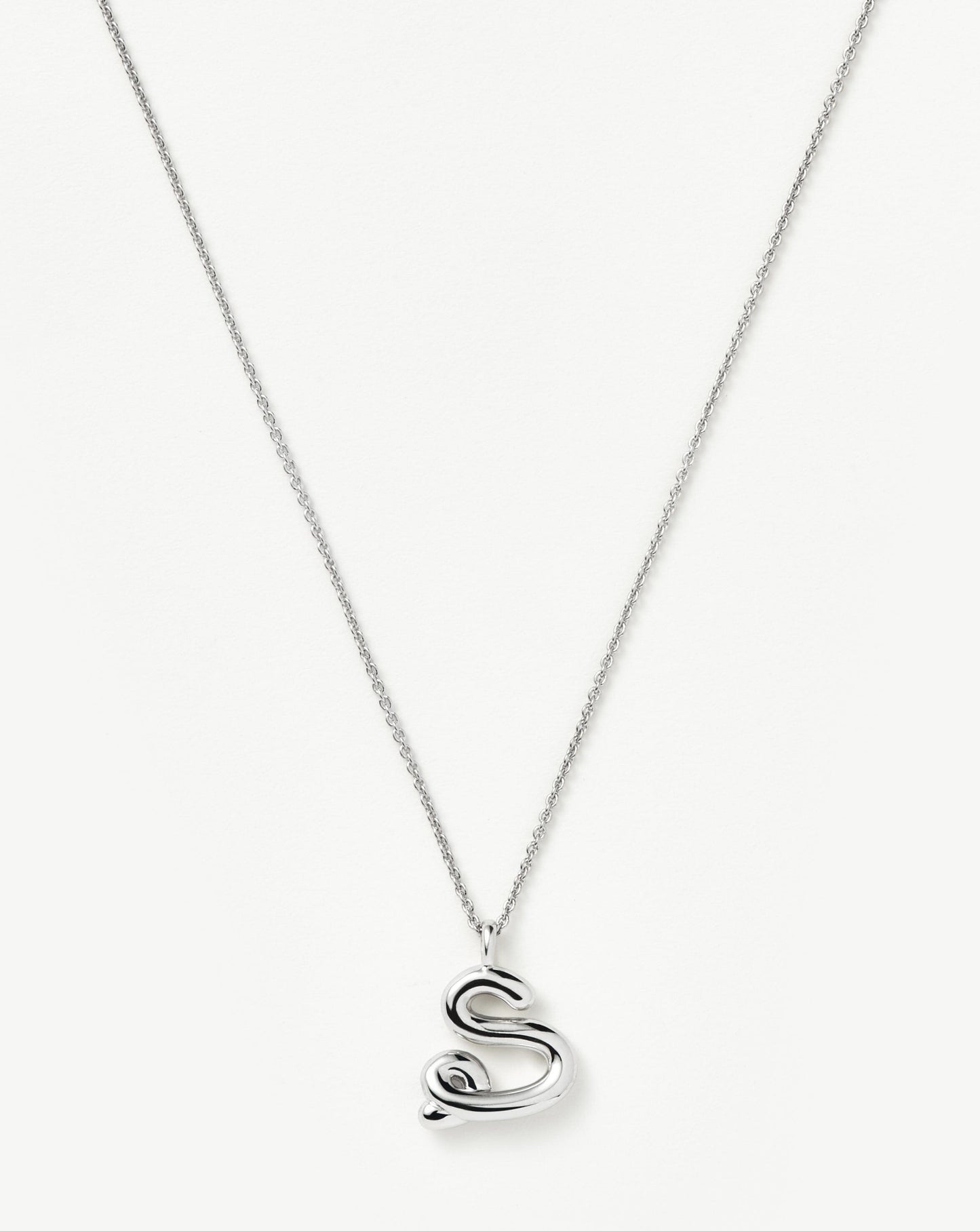 Curly Initial Pendant Necklace in Sterling Silver 3