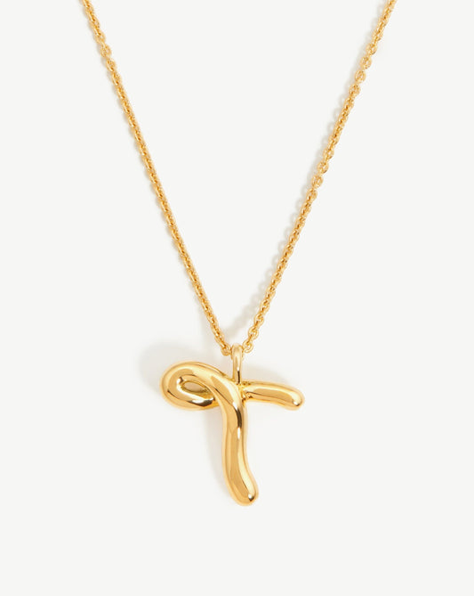 Curly Molten Initial Pendant Necklace in Gold Vermeil 8