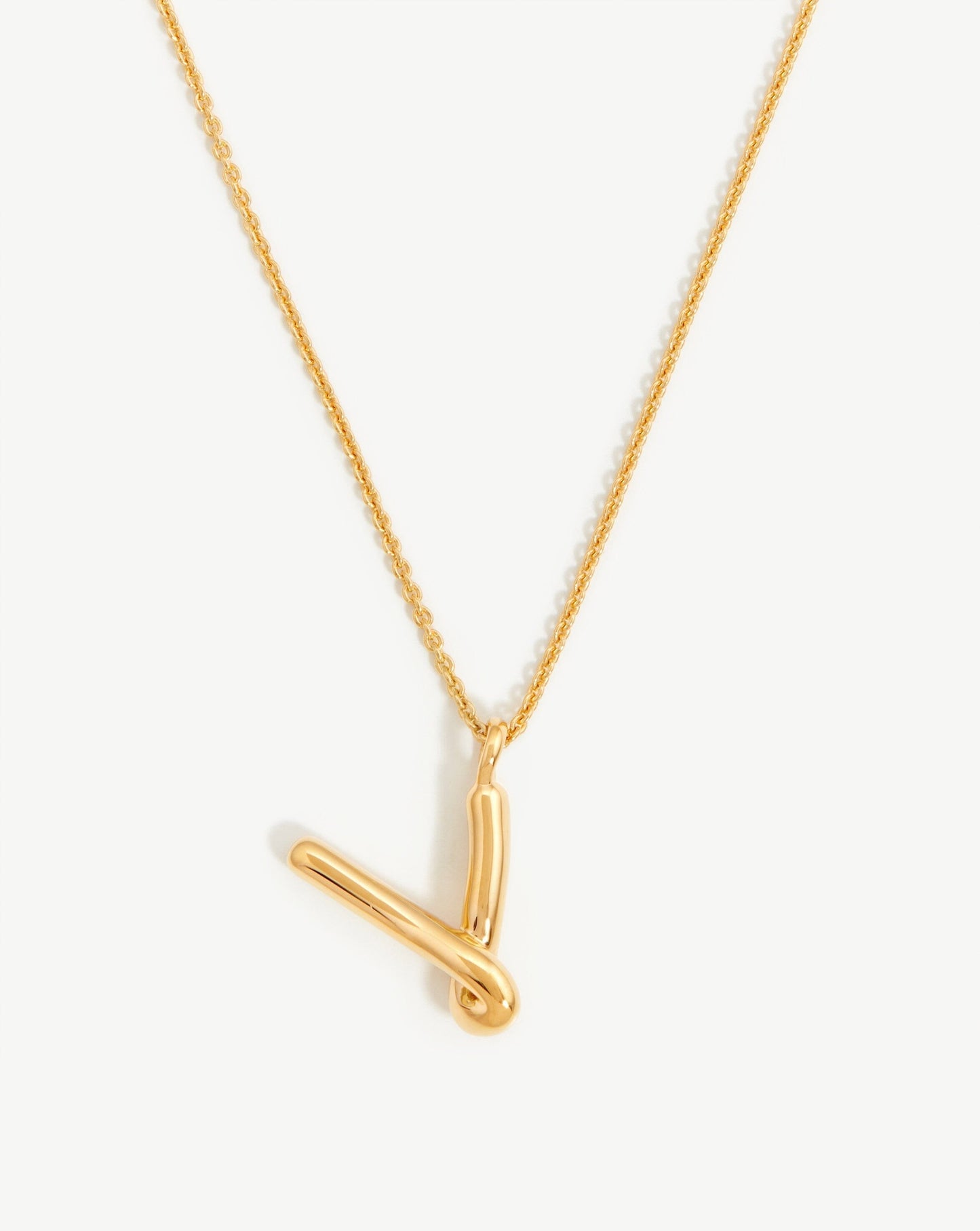 Curly Molten Initial Pendant Necklace in Gold Vermeil 12