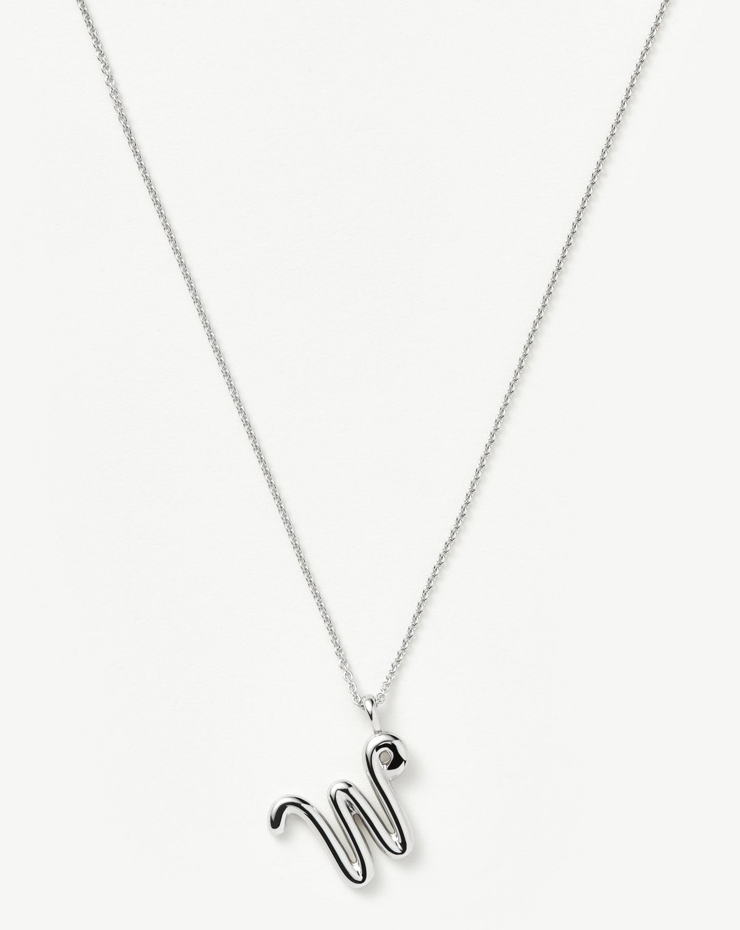 Curly Initial Pendant Necklace in Sterling Silver 4