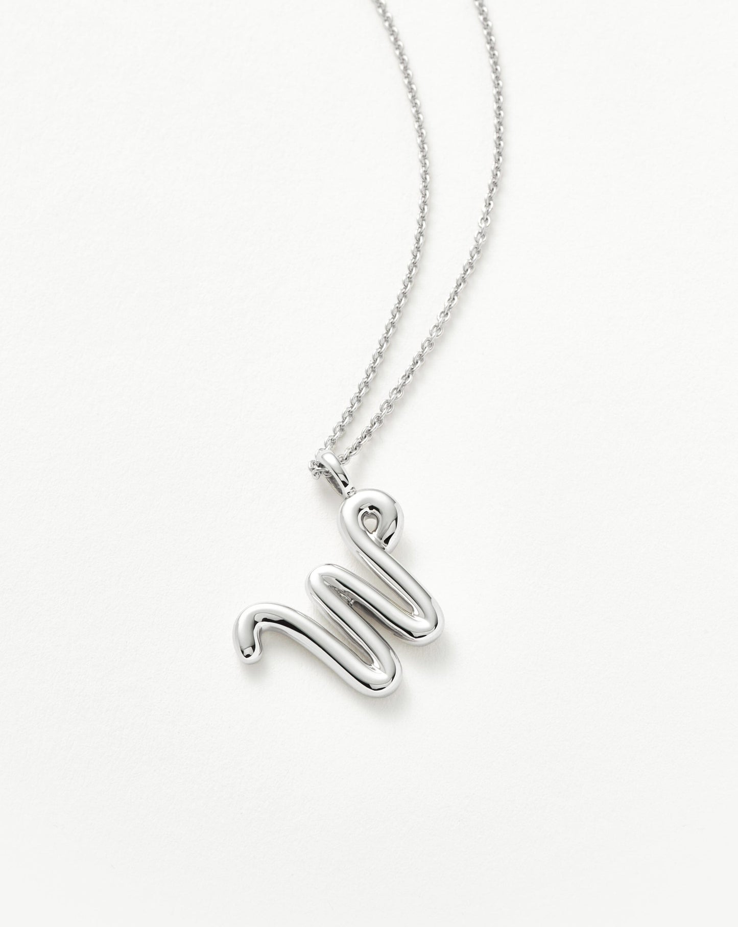 Curly Initial Pendant Necklace in Sterling Silver 4