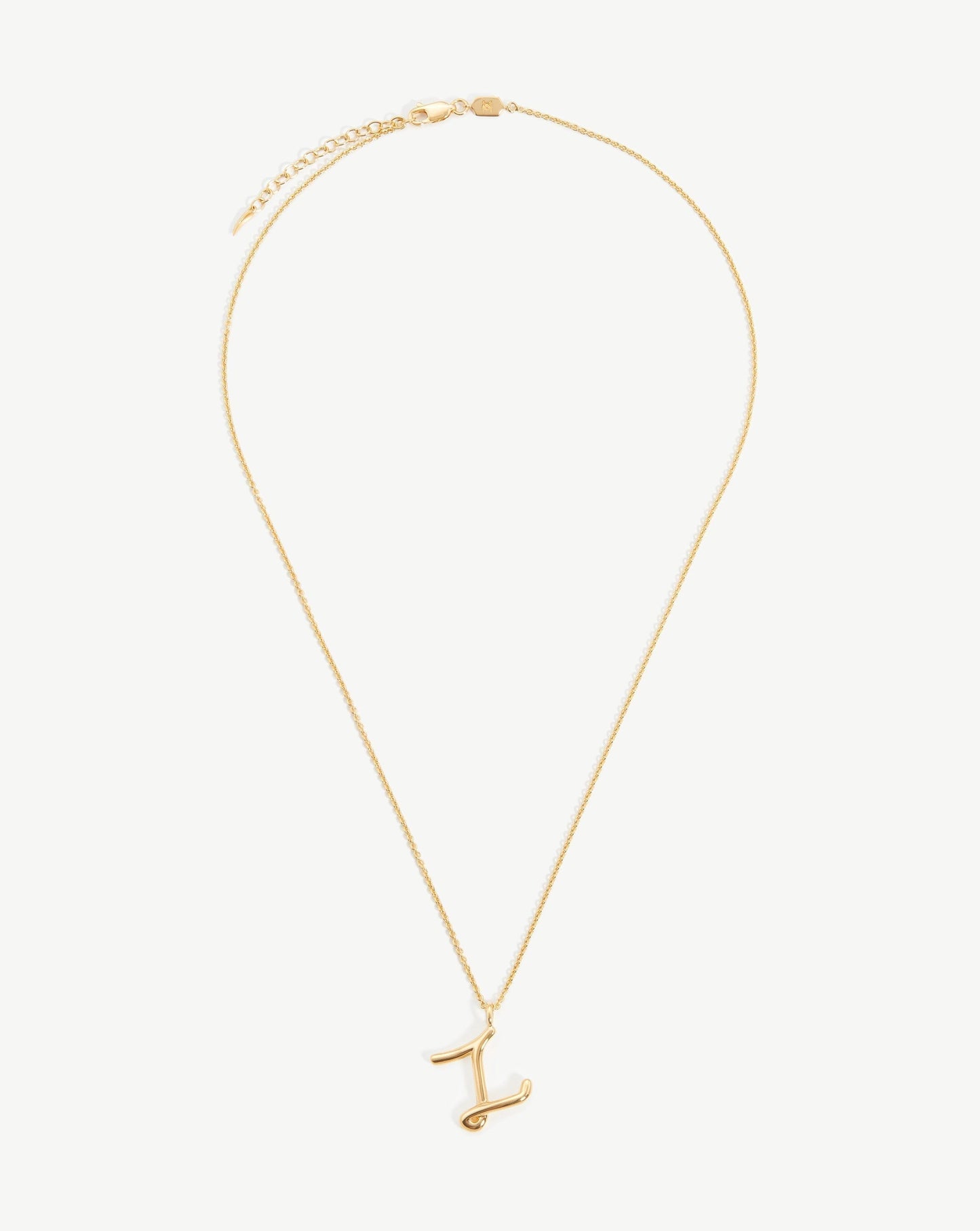 Curly Molten Initial Pendant Necklace in Gold Vermeil 9