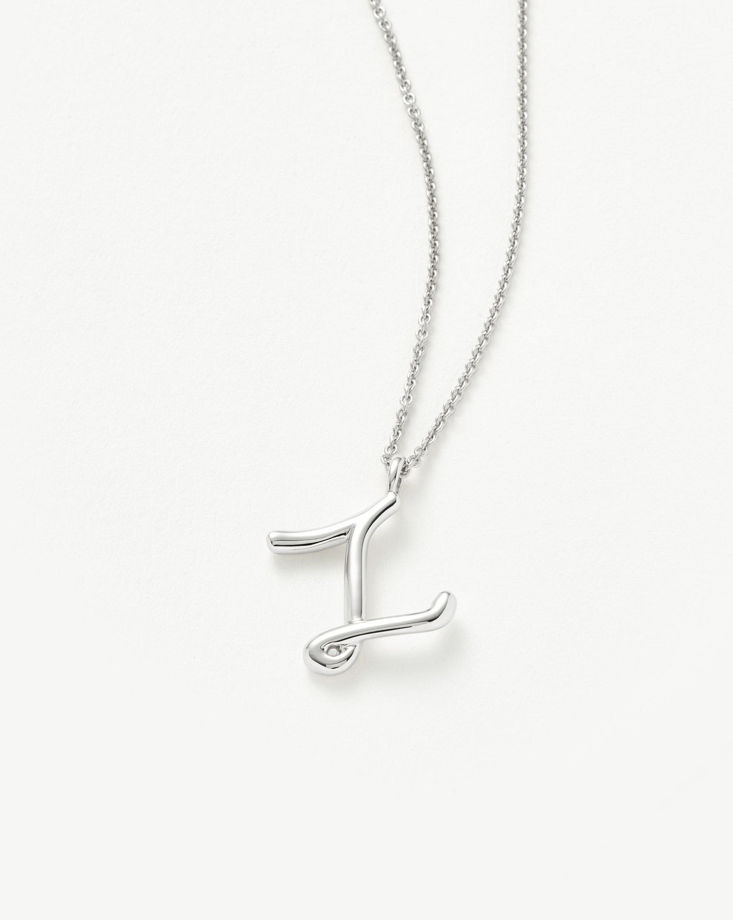 Curly Molten Initial Pendant Necklace in Sterling Silver 4