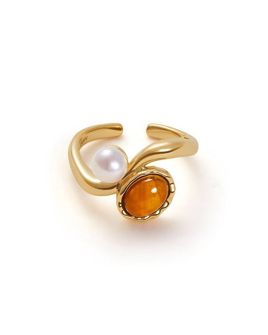 Amber Pulse Ring in Unique Design