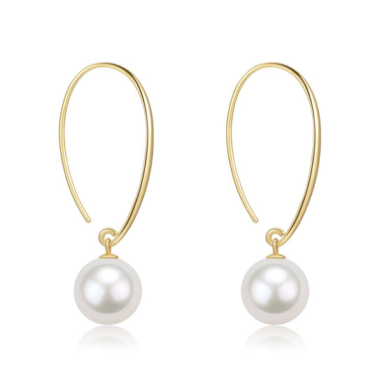 Freshwater Pearl Gold Hook Earrings in 10-11mm