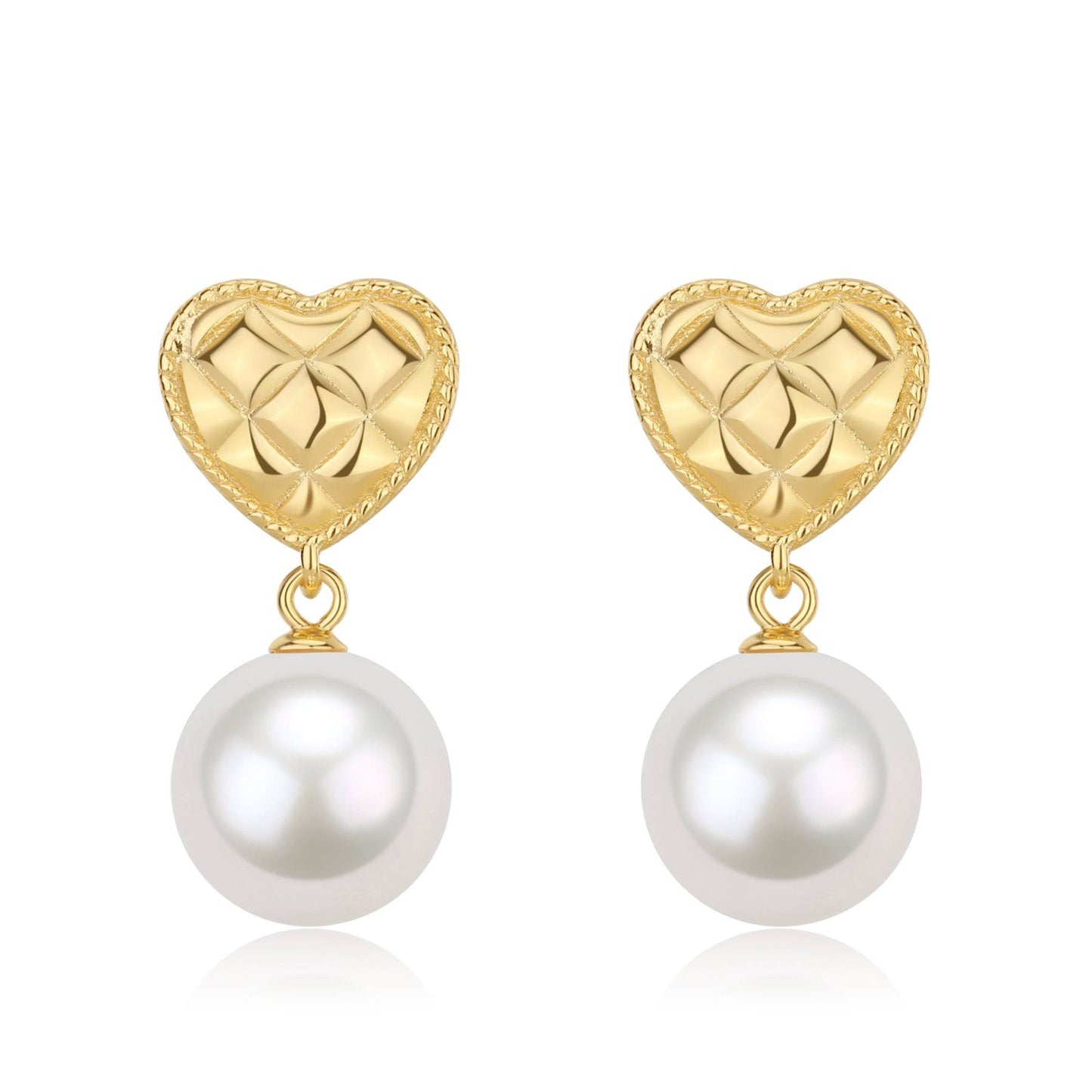 Freshwater Pearl Heart Dangle Earrings 10-11mm