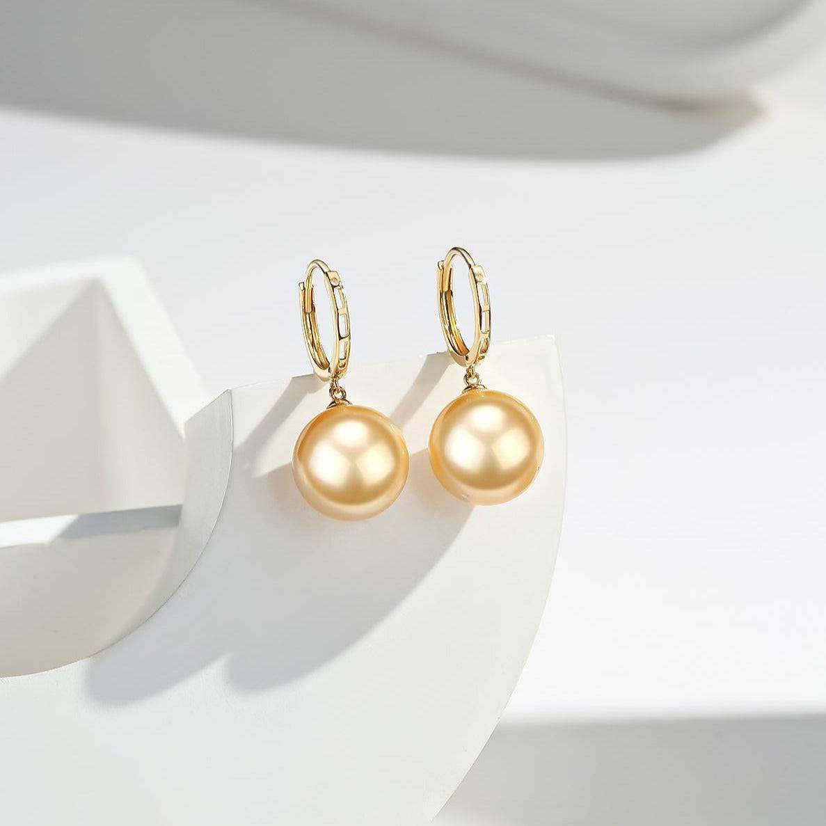 18K Gold South Sea Pearl Daisy Earrings AAAA Grade