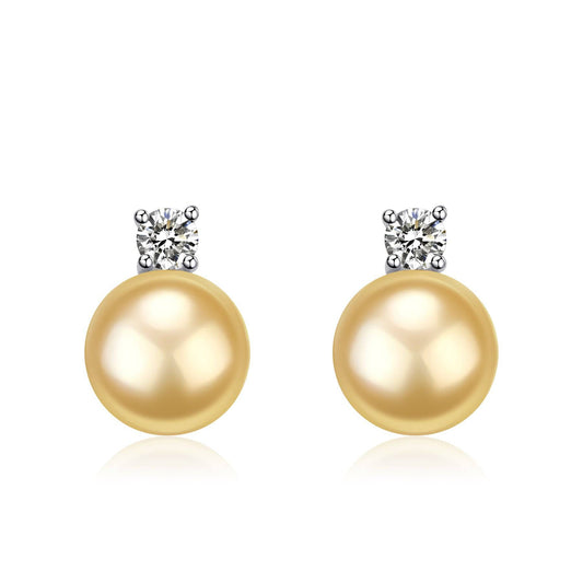 Golden South Sea Pearl and 18K Gold Earrings