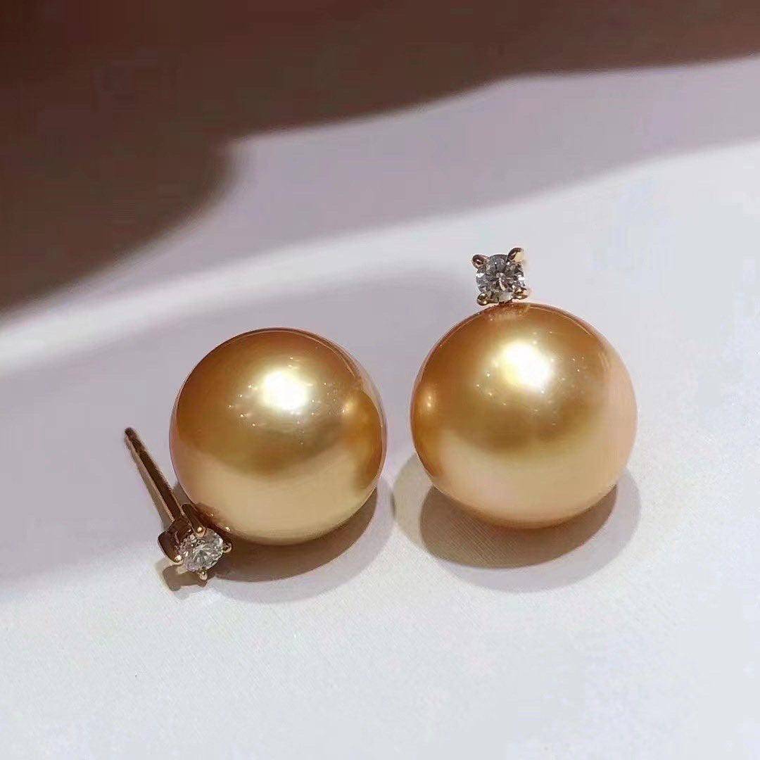 Golden South Sea Pearl and 18K Gold Earrings