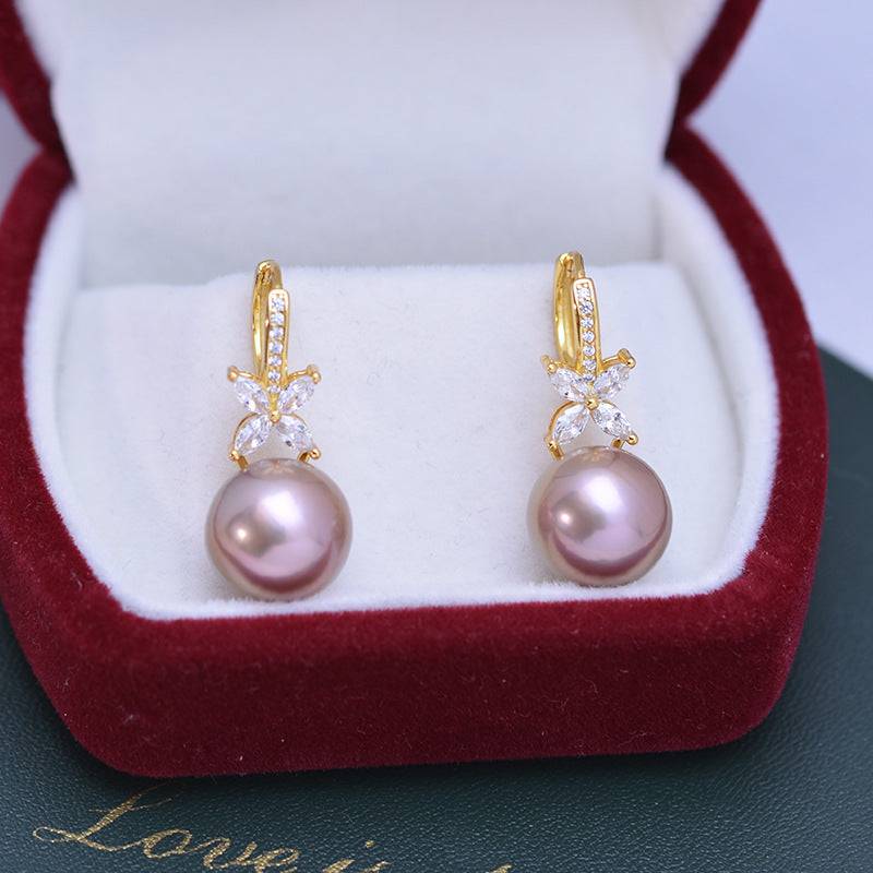 CZ Pearl Earrings in 11-12mm Size