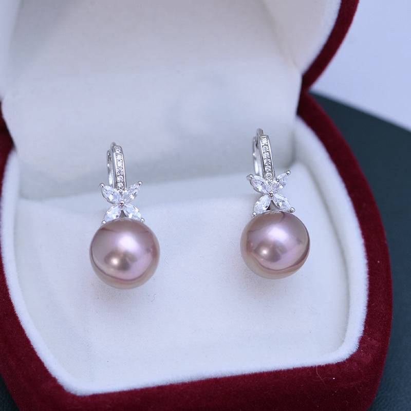 CZ Pearl Earrings in 11-12mm Size