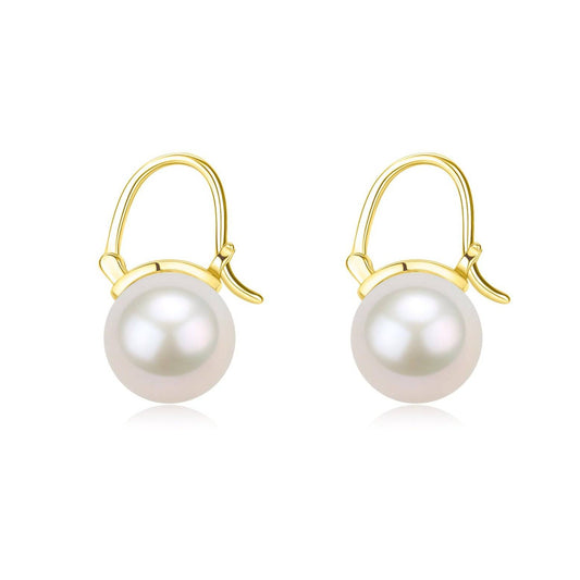 Modern Bucket-Shaped Freshwater Pearl Earrings