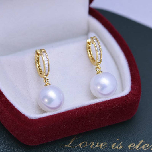 Freshwater Pearl and Zirconia Earrings in Silver