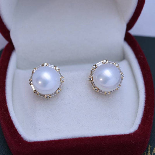 Freshwater Pearl and Zirconia Earrings Set