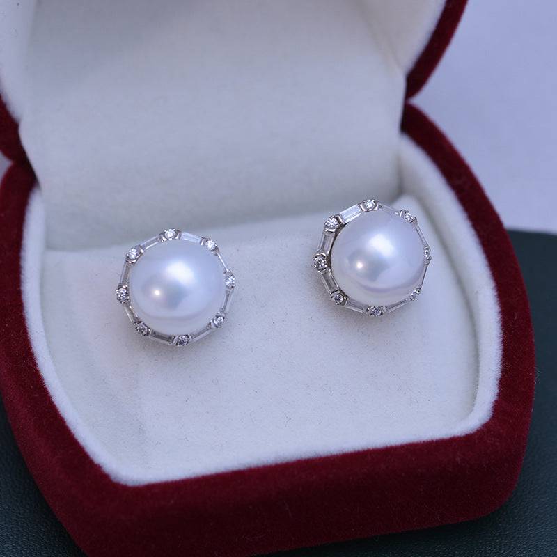 Freshwater Pearl and Zirconia Earrings Set