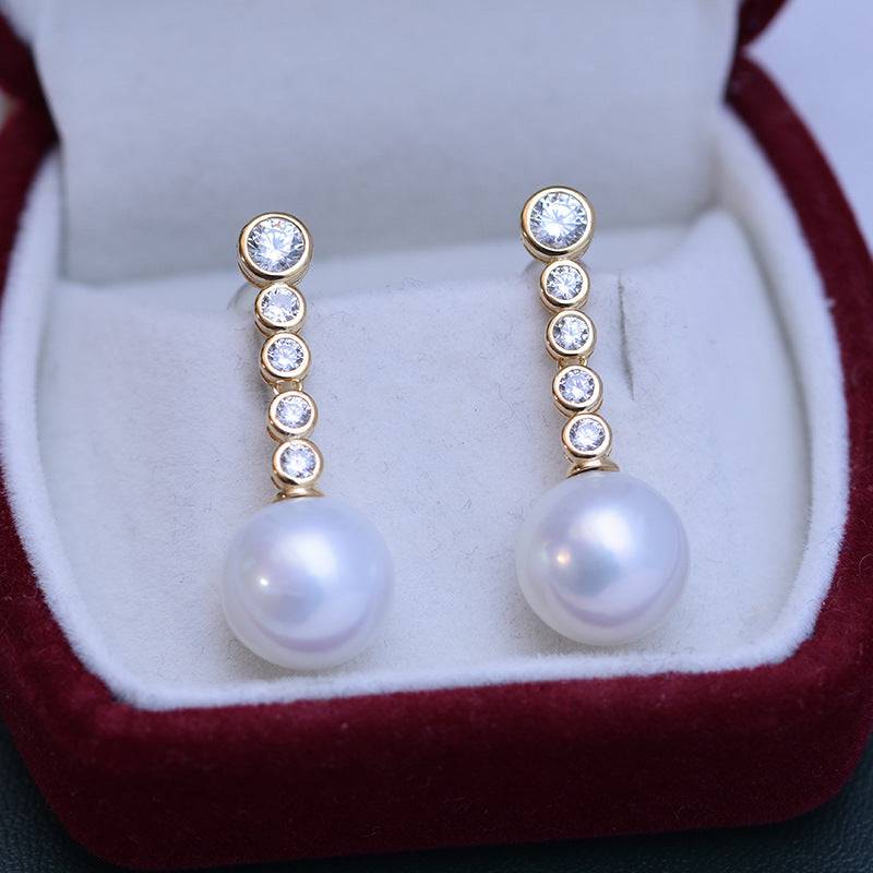 Long Freshwater White Pearl Earrings 11-12mm