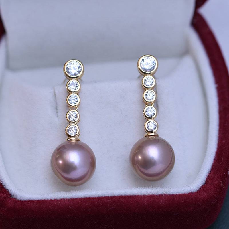 Long Freshwater White Pearl Earrings 11-12mm