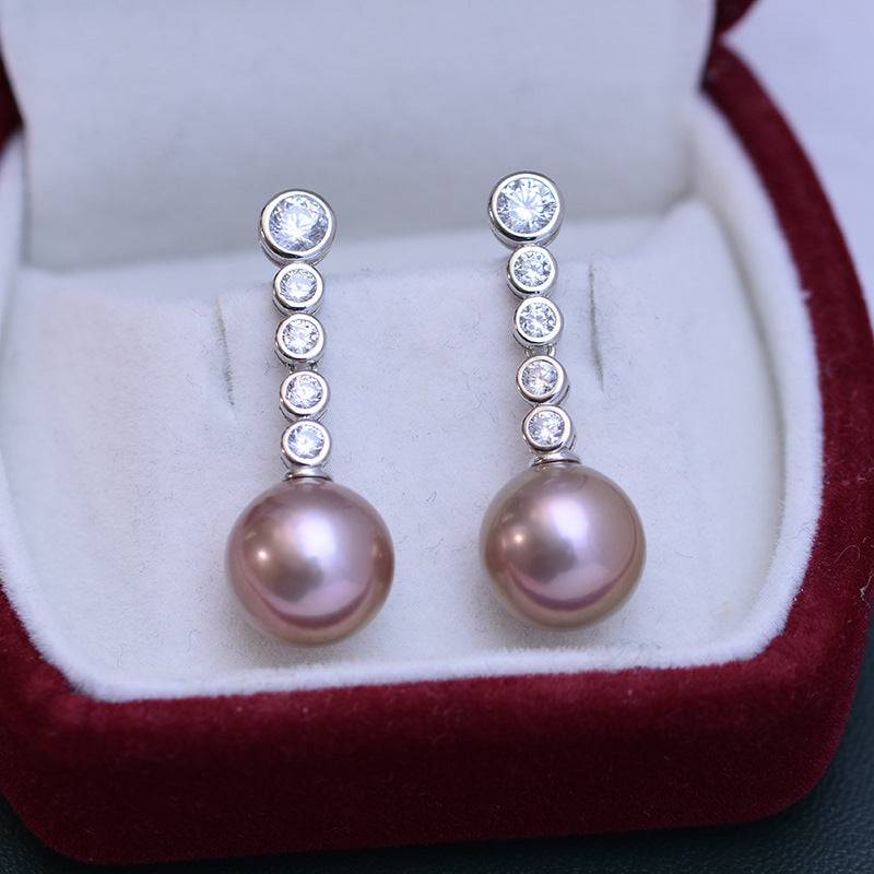 Long Freshwater White Pearl Earrings 11-12mm