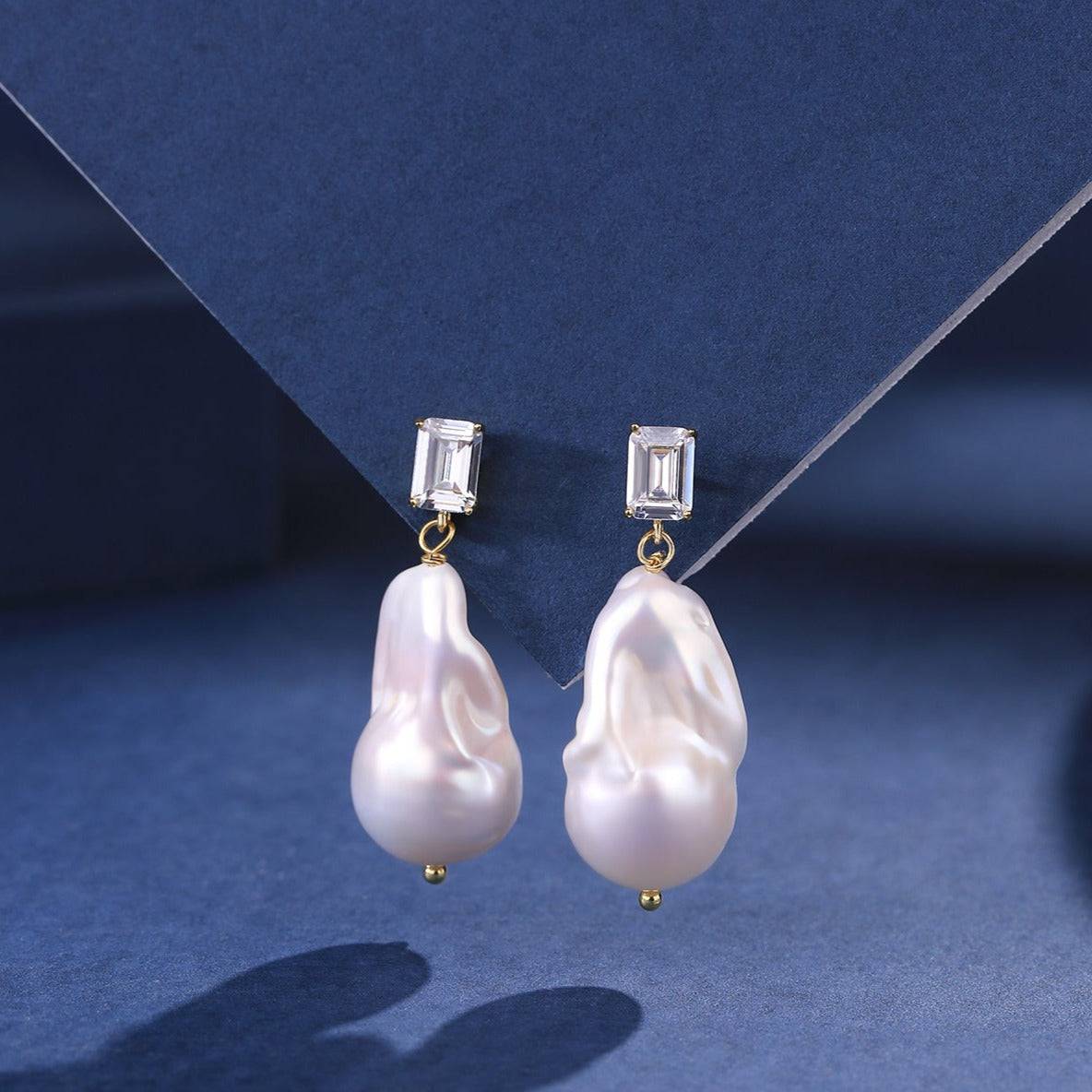 Baroque Pearl Earrings with Cubic Zirconia Accents