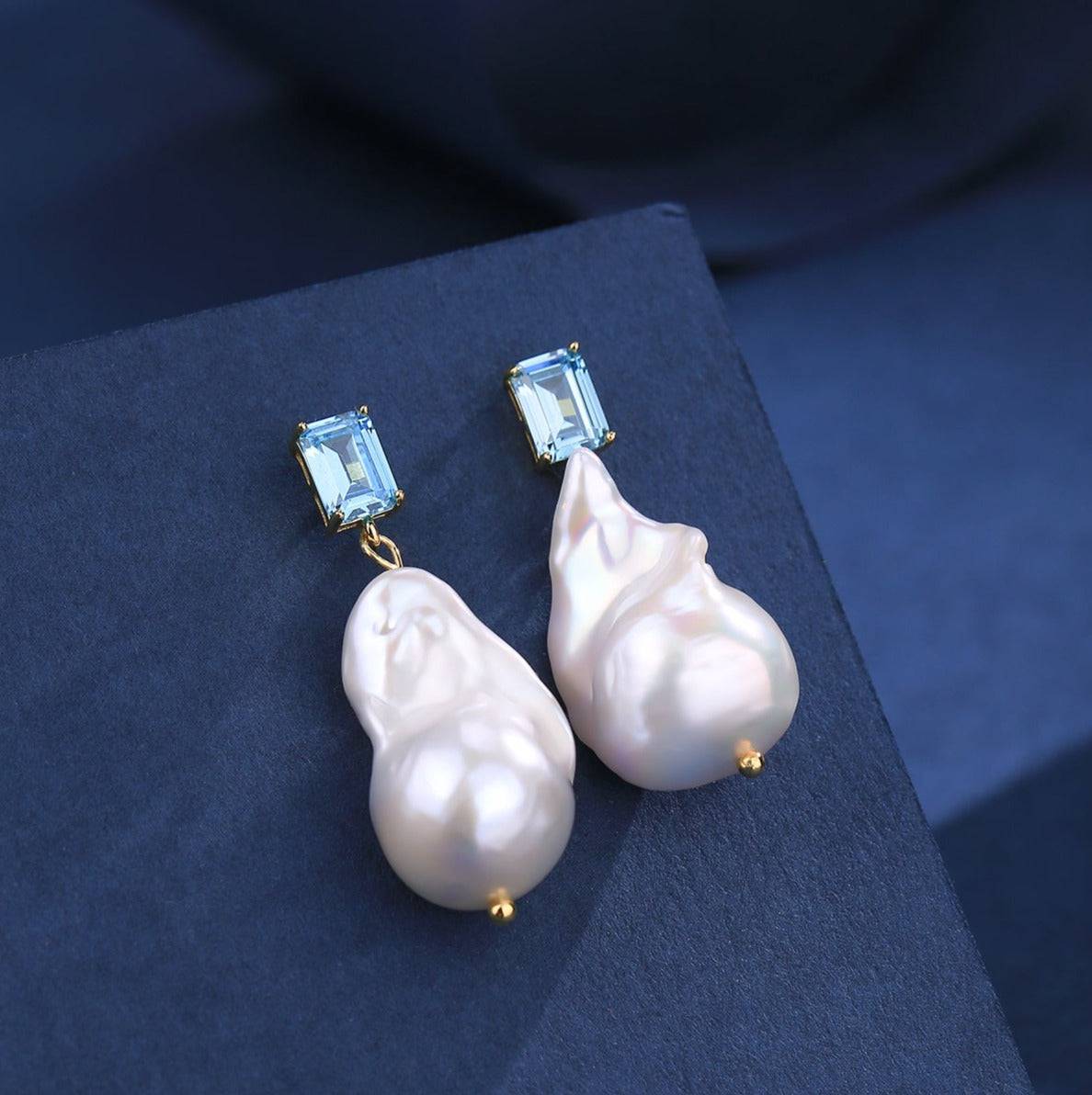 Baroque Pearl Earrings with Cubic Zirconia Accents