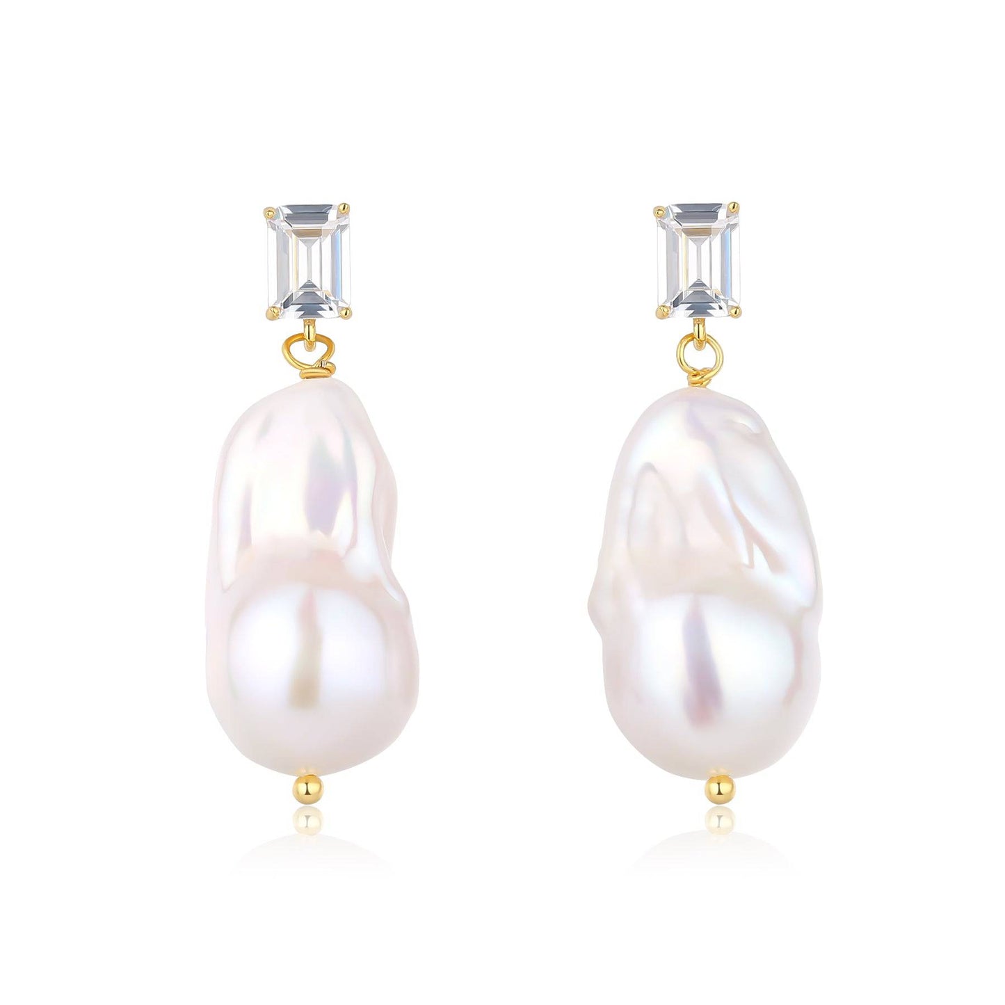 Baroque Pearl Earrings with Cubic Zirconia Accents