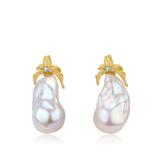 Floral Design Baroque Pearl Earrings