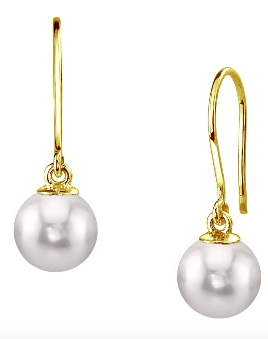 White Akoya Pearl Drop Earrings 7-8.5mm Size