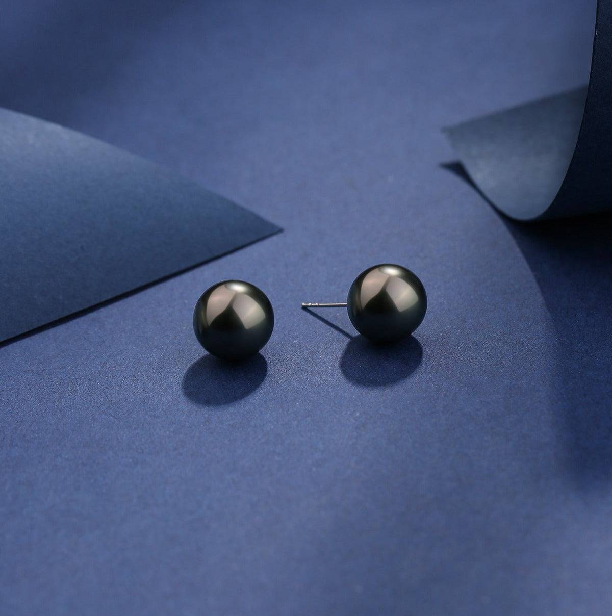 Tahitian Pearl Stud Earrings in Elegant Design