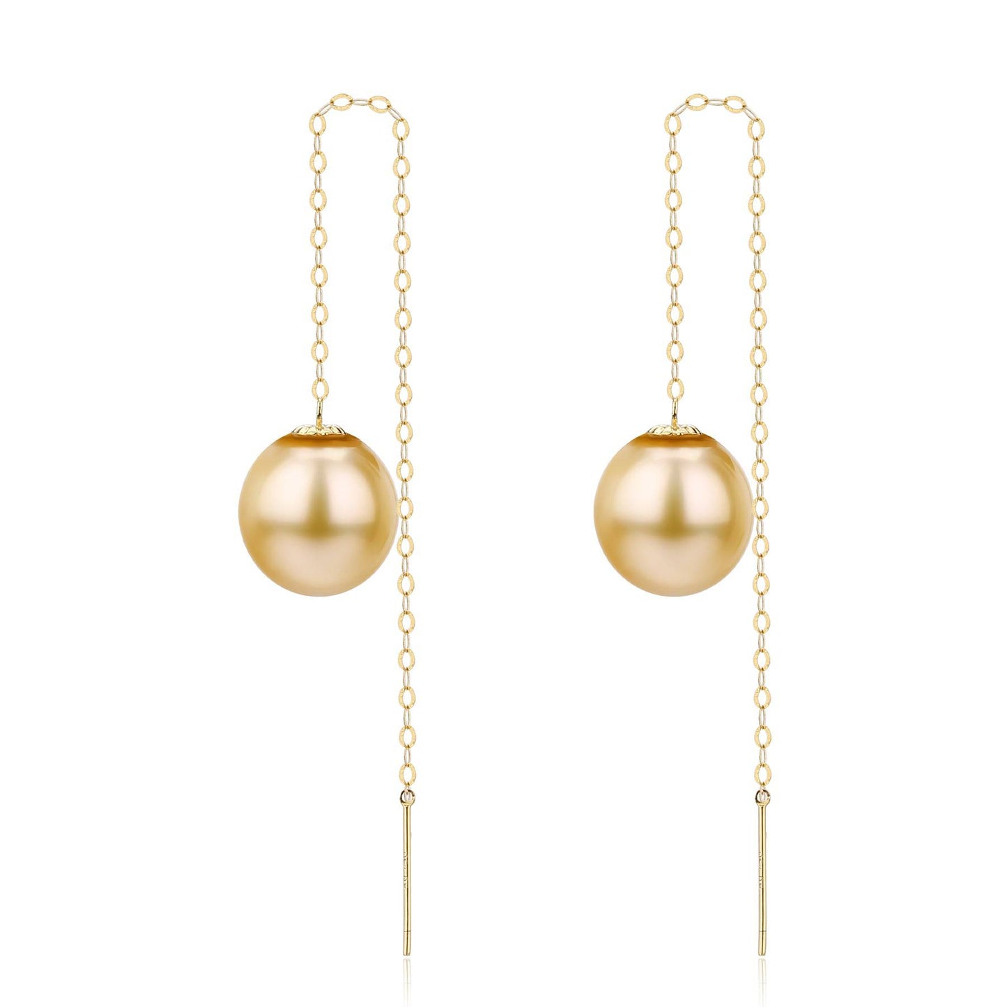 Golden Pearl Drop Ear Threader Earrings