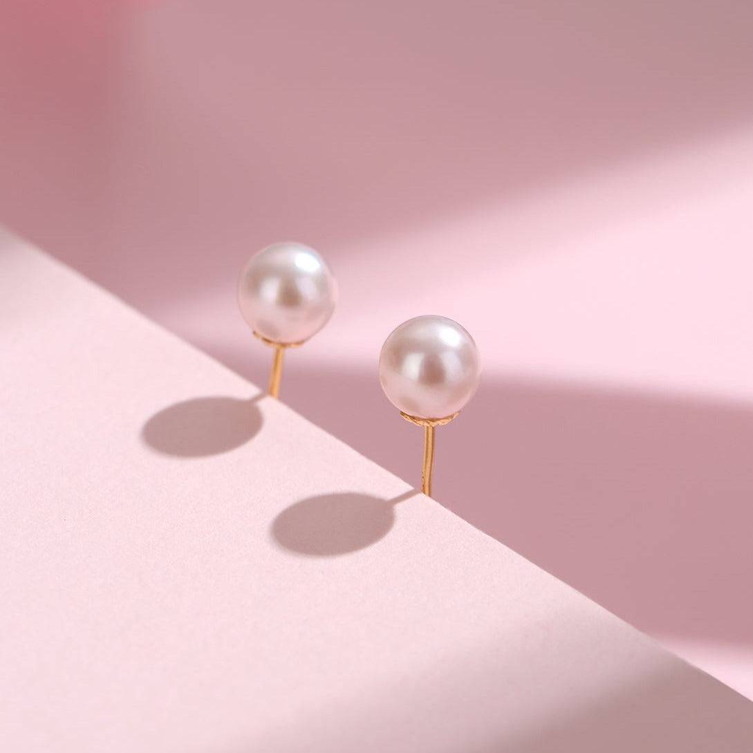 Seawater Akoya Pearl Silver Stud Earrings