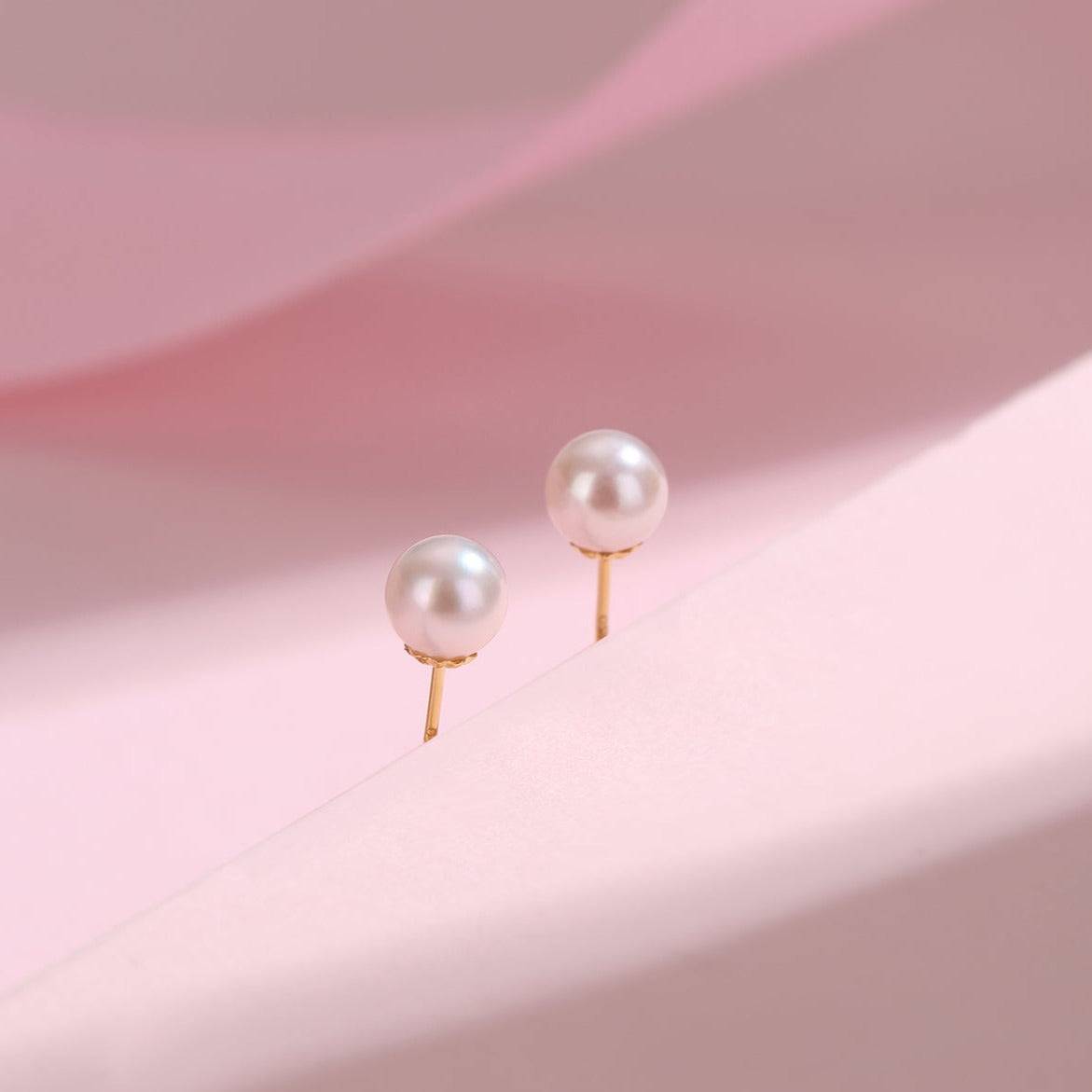 Seawater Akoya Pearl Silver Stud Earrings