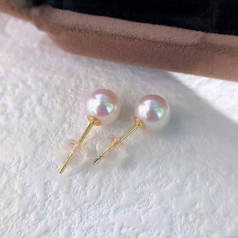 Seawater Akoya Pearl Silver Stud Earrings