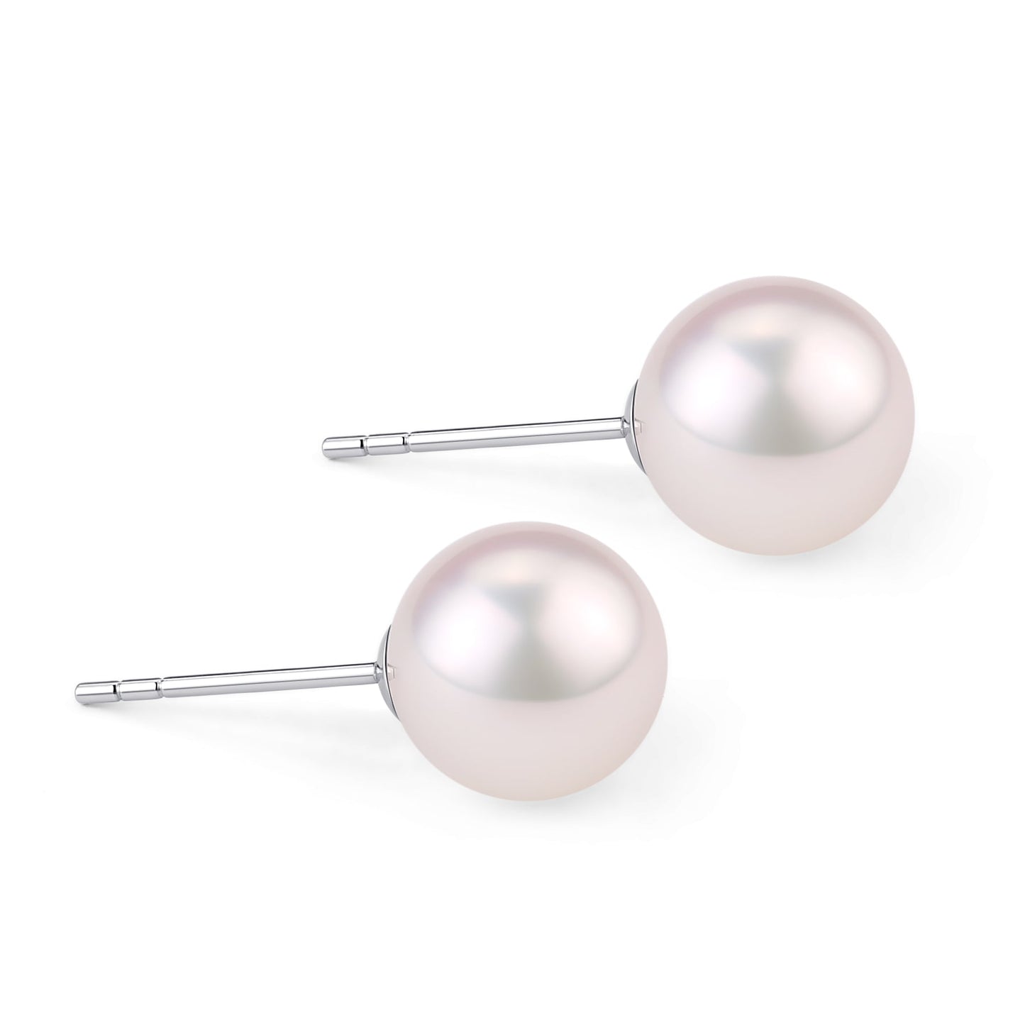 White Akoya Round Pearl Stud Earrings 5.5-8.5mm