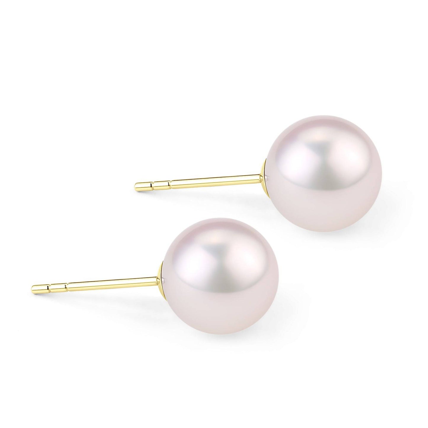 White Akoya Round Pearl Stud Earrings 5.5-8.5mm