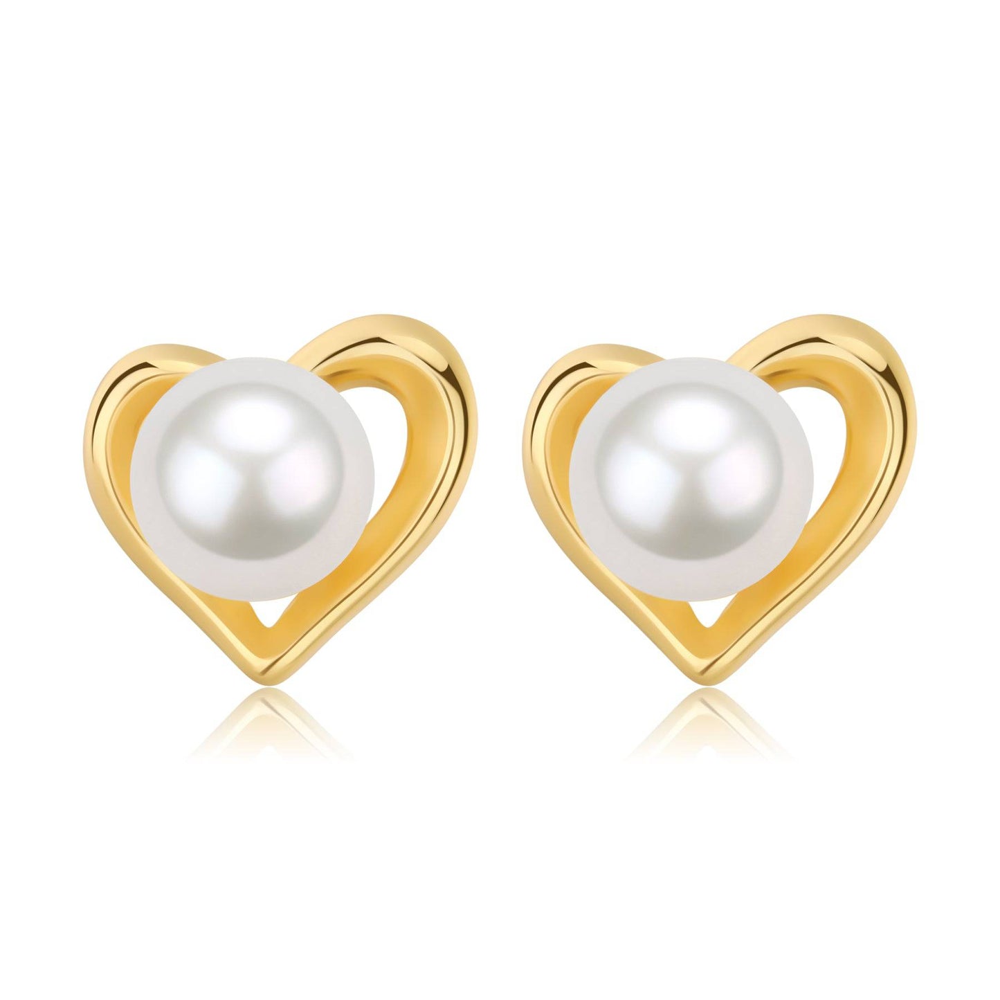 Freshwater Pearl Heart Stud Earrings 6-7mm