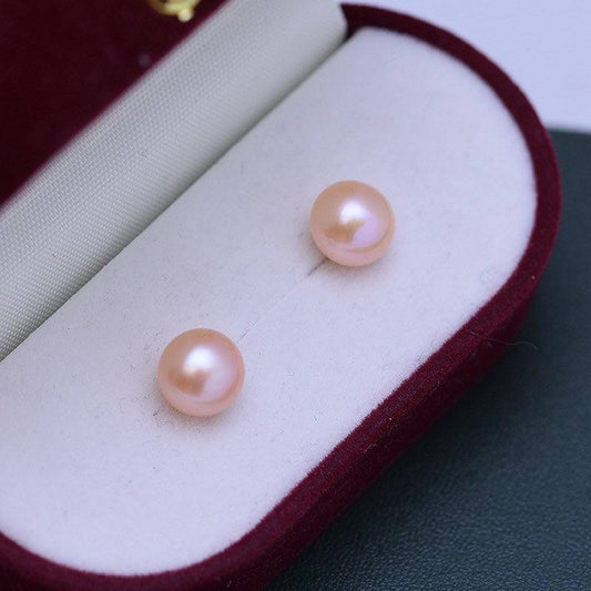 Pink Freshwater Pearl Stud Earrings in 7-8mm Size