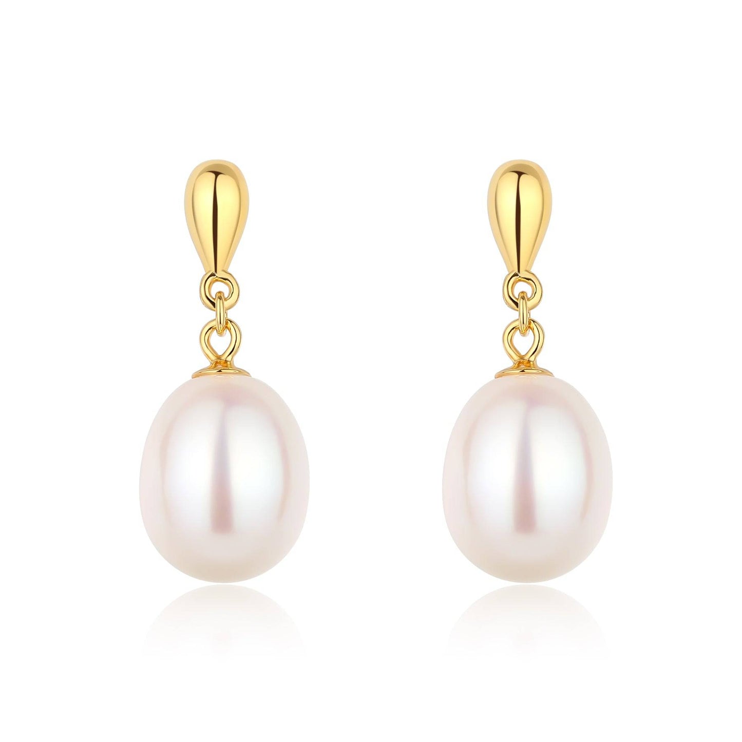 Classic Drop-shaped Freshwater Pearl Earrings in 8.5-9.5mm Size