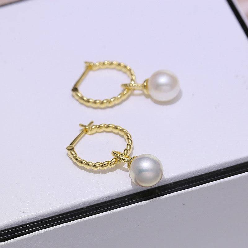 Freshwater Pearl Twist Hoop Detachable Earrings