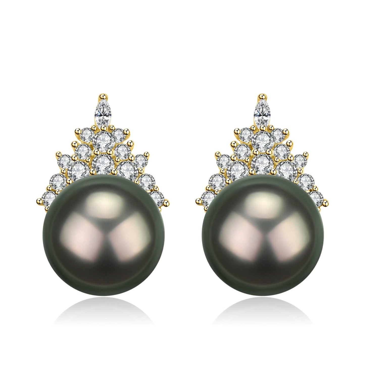 Tahitian Pearl Queen Style Earrings in Silver