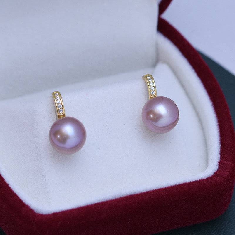 Freshwater Pearl and CZ Drop Earrings