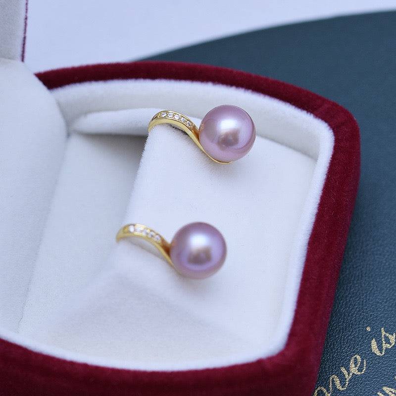 Freshwater Pearl and CZ Drop Earrings