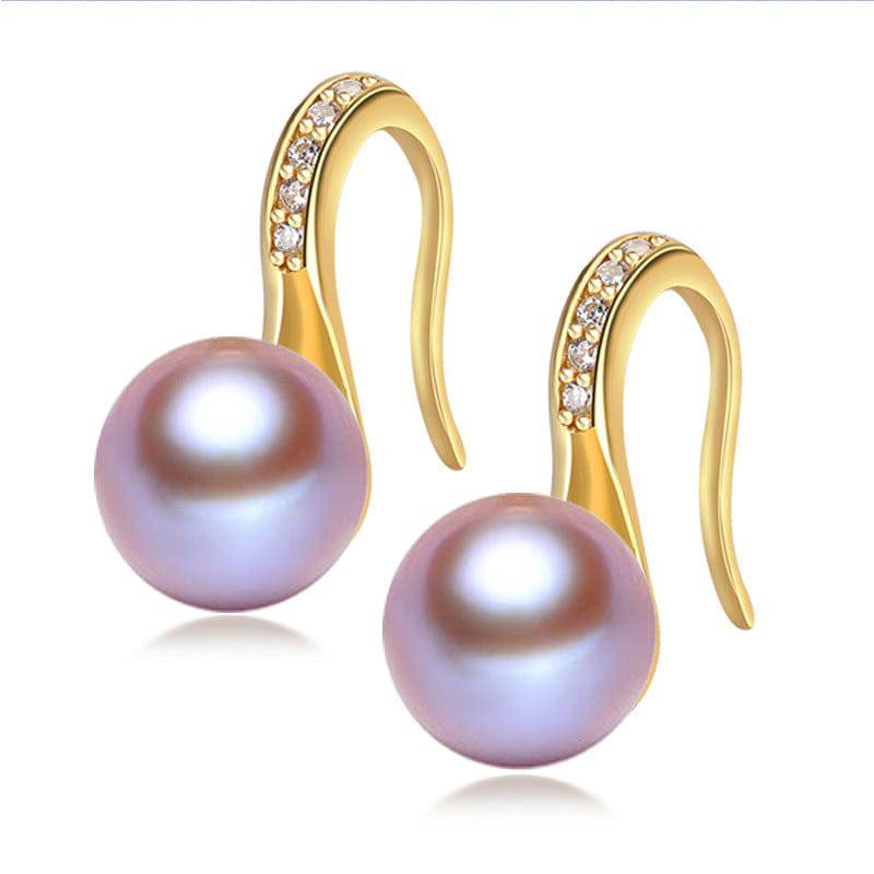 Freshwater Pearl and CZ Drop Earrings